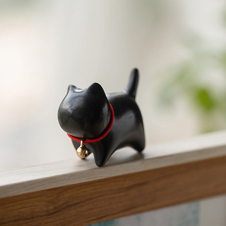 Buddha Stones Green Sandalwood Small Leaf Red Sandalwood Cute Cat Animals Soothing Peace Decoration - image 15