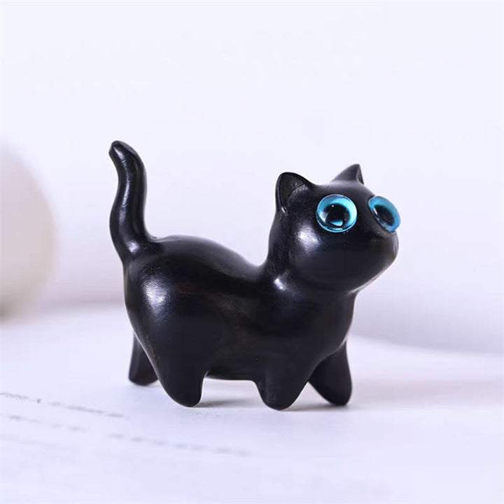 Buddha Stones Green Sandalwood Small Leaf Red Sandalwood Cute Cat Animals Soothing Peace Decoration - Ebony Wood Standing Cat - image 31