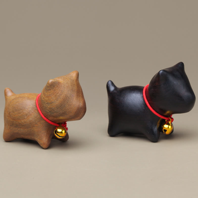 Buddha Stones Green Sandalwood Small Leaf Red Sandalwood Cute Cat Animals Soothing Peace Decoration - image 30