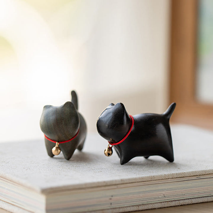 Buddha Stones Green Sandalwood Small Leaf Red Sandalwood Cute Cat Animals Soothing Peace Decoration - image 17