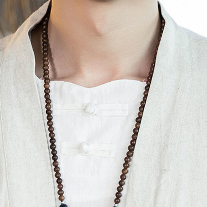 Buddha Stones Ethnic Printing Patchwork Half Sleeve Open Front Jacket Cotton Linen Men's Kimono - image 17