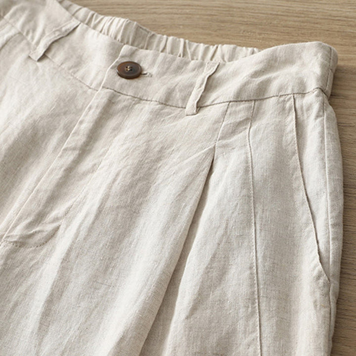 Buddha Stones Casual Retro Plain Women's Cotton Wide Leg Pants With Pockets Zipper - image 2