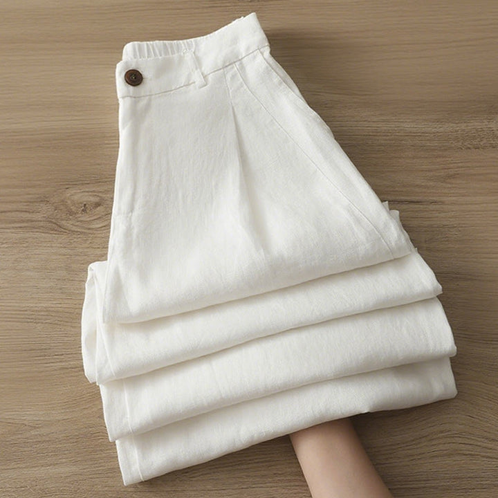 Buddha Stones Casual Retro Plain Women's Cotton Wide Leg Pants With Pockets Zipper - image 4