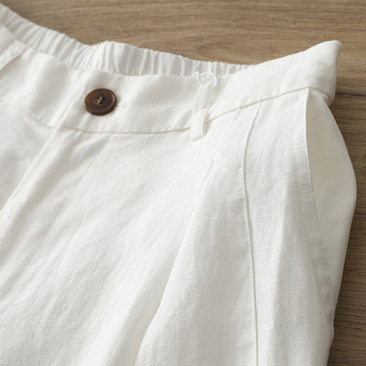 Buddha Stones Casual Retro Plain Women's Cotton Wide Leg Pants With Pockets Zipper - image 8