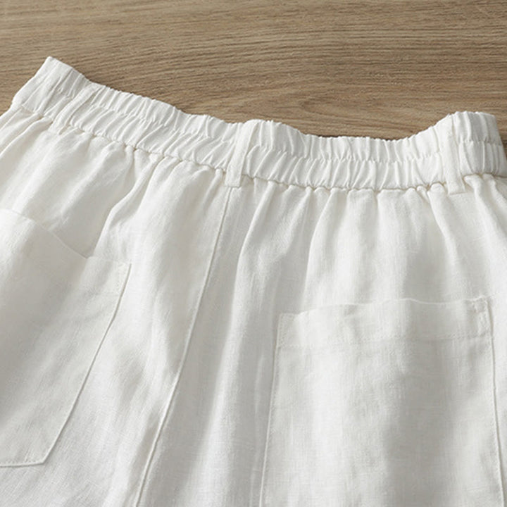 Buddha Stones Casual Retro Plain Women's Cotton Wide Leg Pants With Pockets Zipper - image 9