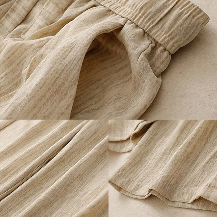 Buddha Stones Casual Summer Lace-Up Texture Design Women's Cotton Wide Leg Pants With Pockets - image 6