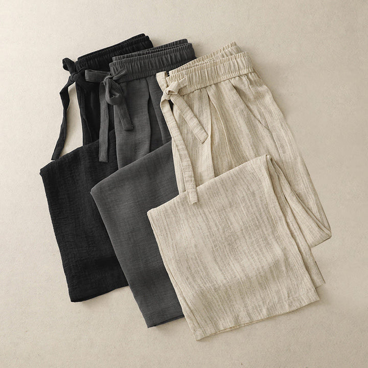 Buddha Stones Casual Summer Lace-Up Texture Design Women's Cotton Wide Leg Pants With Pockets - image 17