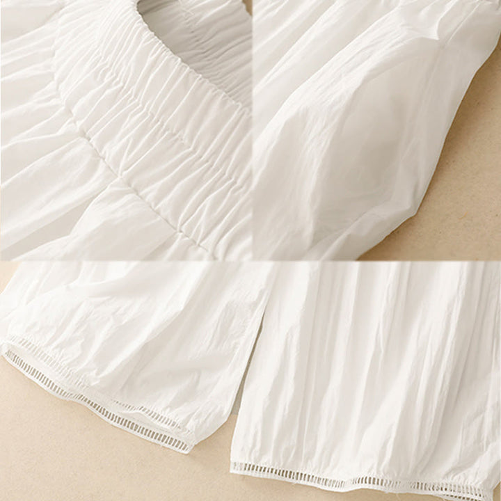 Buddha Stones Casual Hem Hollow Design Women's Cotton 7-8 Length Wide Leg Pants With Pockets - image 11