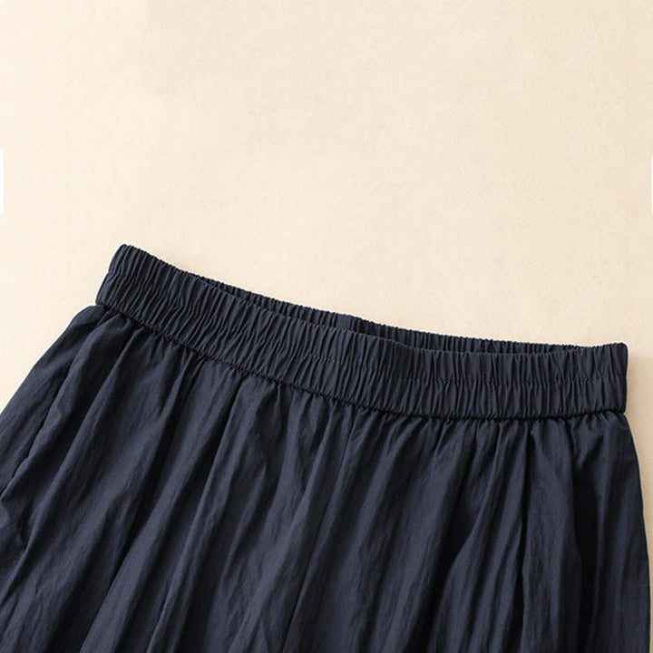 Buddha Stones Casual Hem Hollow Design Women's Cotton 7-8 Length Wide Leg Pants With Pockets