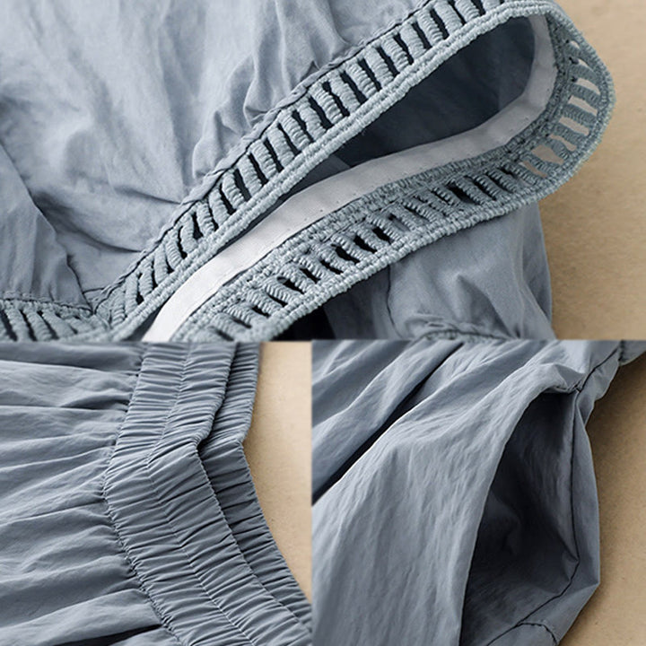 Buddha Stones Casual Hem Hollow Design Women's Cotton 7-8 Length Wide Leg Pants With Pockets - image 7