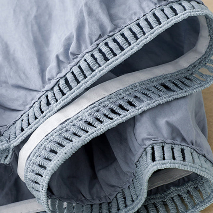 Buddha Stones Casual Hem Hollow Design Women's Cotton 7-8 Length Wide Leg Pants With Pockets - image 3