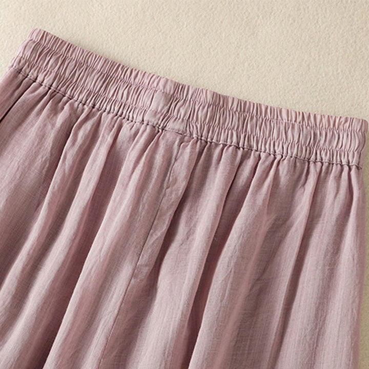Buddha Stones Commute Embroidery Drawstring Women's Cotton Wide Leg Pants With Pockets - image 38