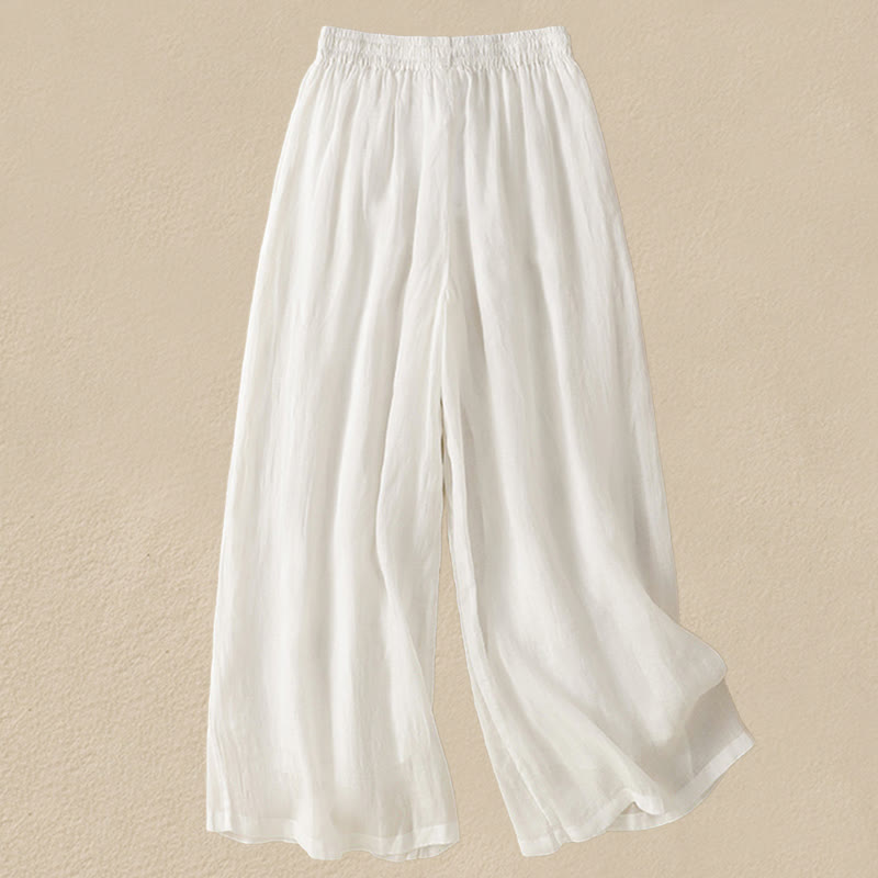 Buddha Stones Commute Embroidery Drawstring Women's Cotton Wide Leg Pants With Pockets - image 26