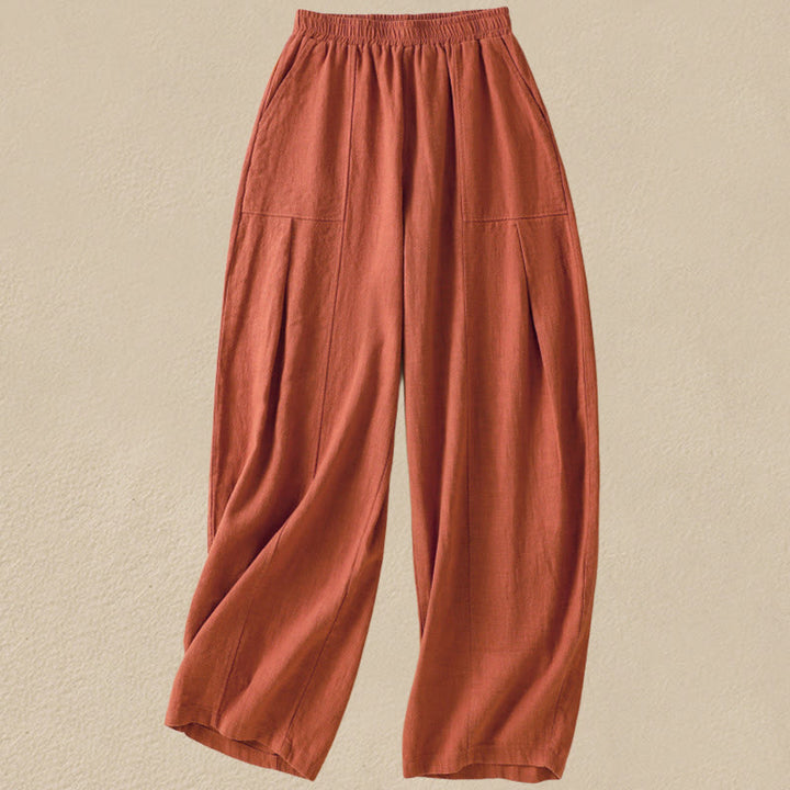 Buddha Stones Plain Simple Design High Waist Women's Cotton Linen Harem Pants With Pockets - Chocolate - US8-10，UK/AU12-14，EU40-42 (2XL) - image 11