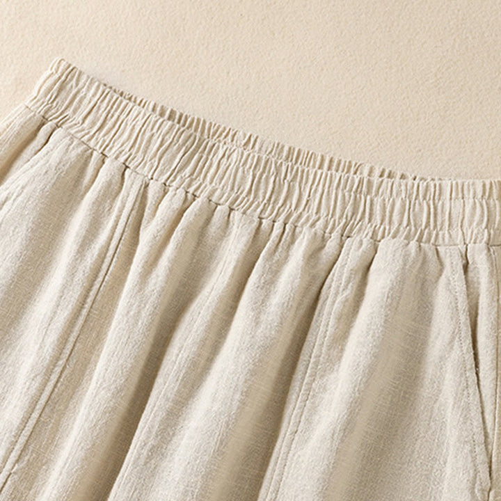 Buddha Stones Plain Simple Design High Waist Women's Cotton Linen Harem Pants With Pockets - image 2