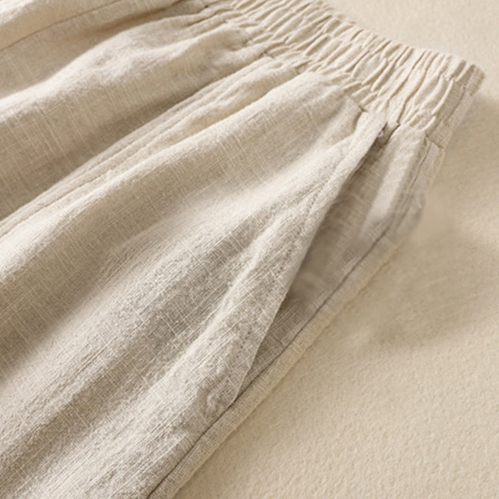 Buddha Stones Plain Simple Design High Waist Women's Cotton Linen Harem Pants With Pockets - image 5