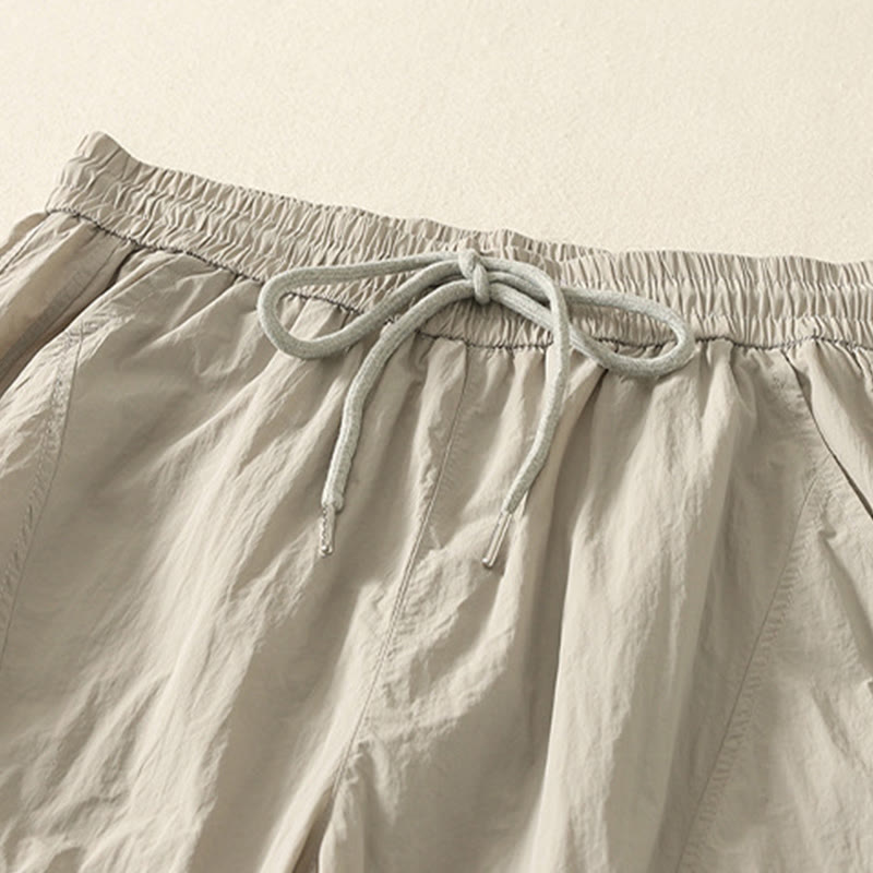 Buddha Stones Summer Vintage Plain Drawstring Cuffed Women's Pants With Pockets - image 1