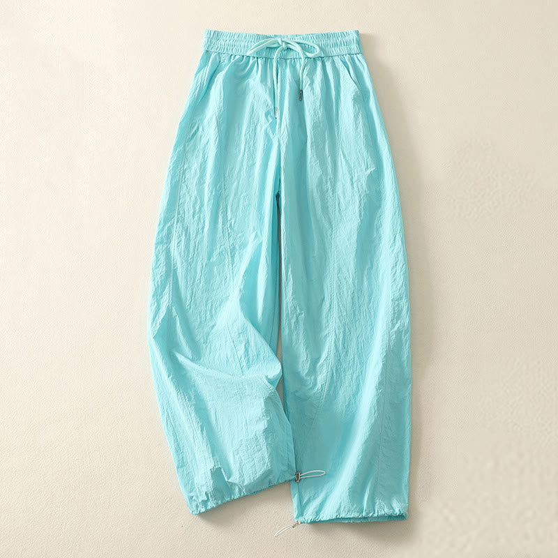 Buddha Stones Summer Vintage Plain Drawstring Cuffed Women's Pants With Pockets - Aqua - US8-10，UK/AU12-14，EU40-42 (2XL) - image 21