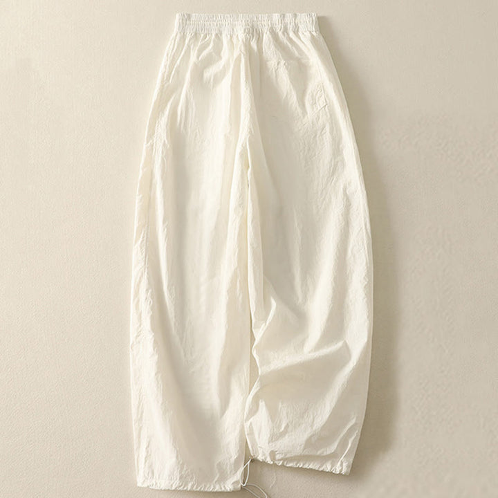 Buddha Stones Summer Vintage Plain Drawstring Cuffed Women's Pants With Pockets - image 6