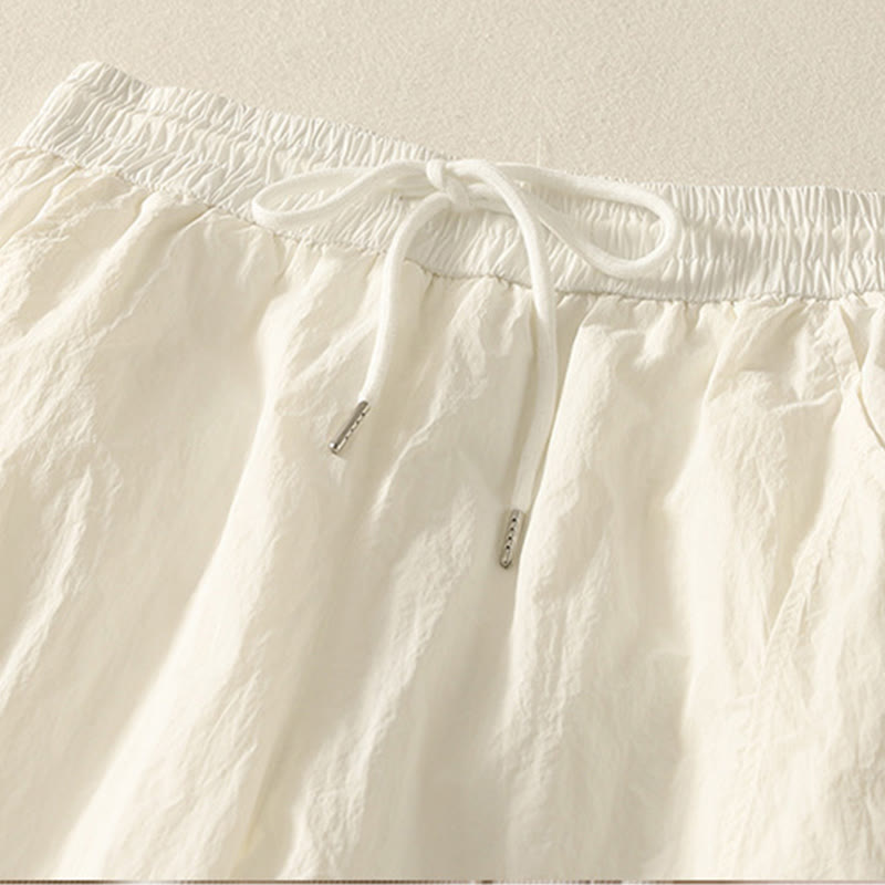 Buddha Stones Summer Vintage Plain Drawstring Cuffed Women's Pants With Pockets - image 9