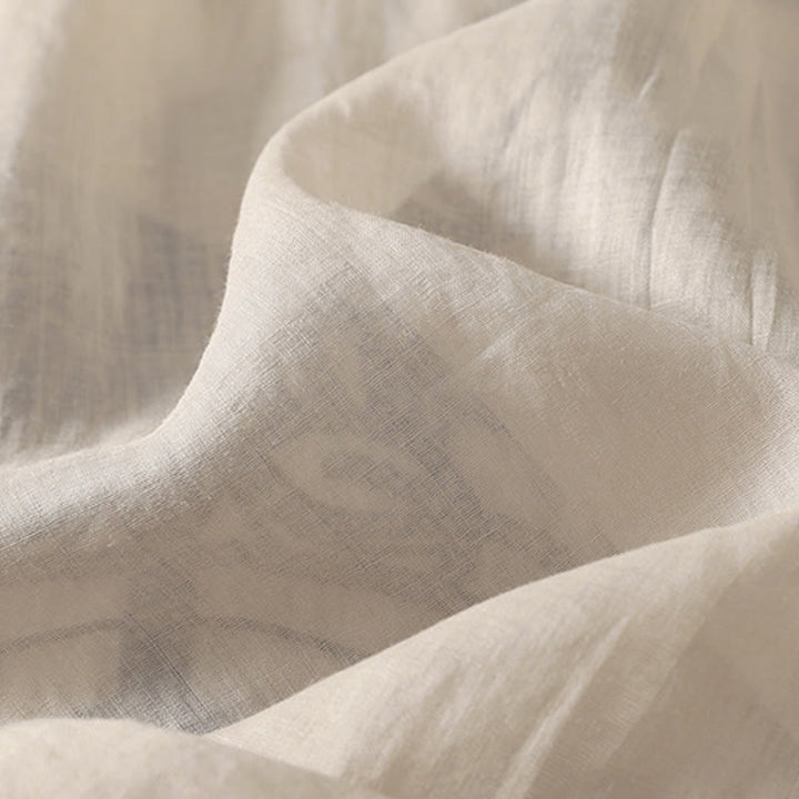 Buddha Stones Embroidered V-neck Casual Women's Cotton Linen Half Sleeve T-shirt - image 3