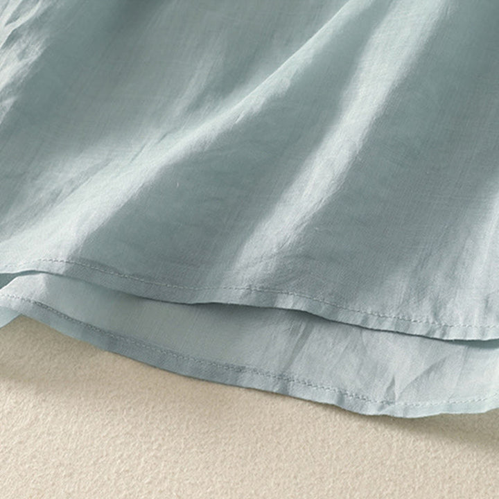 Buddha Stones Embroidered V-neck Casual Women's Cotton Linen Half Sleeve T-shirt - image 9