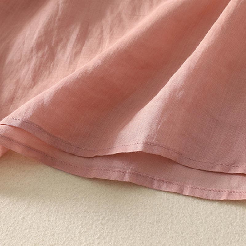 Buddha Stones Embroidered V-neck Casual Women's Cotton Linen Half Sleeve T-shirt - image 16