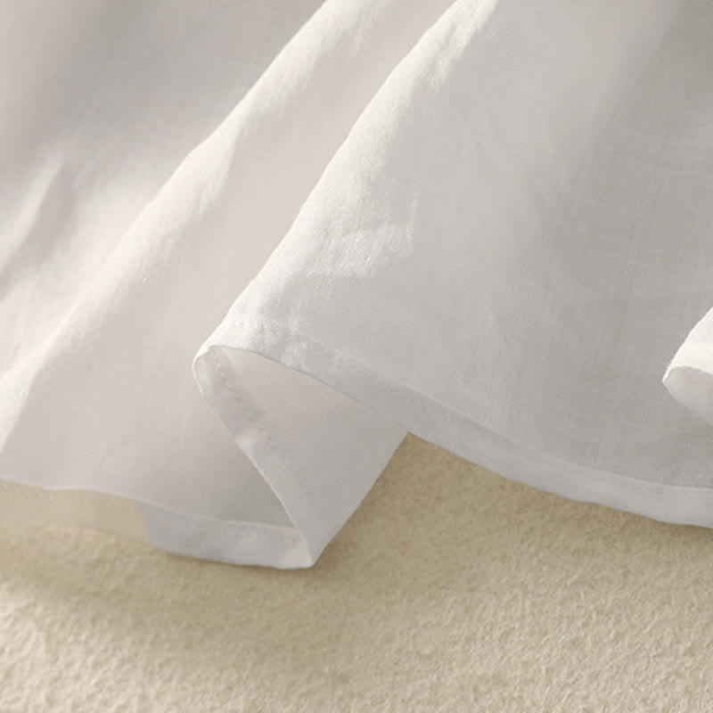 Buddha Stones Embroidered V-neck Casual Women's Cotton Linen Half Sleeve T-shirt - image 26