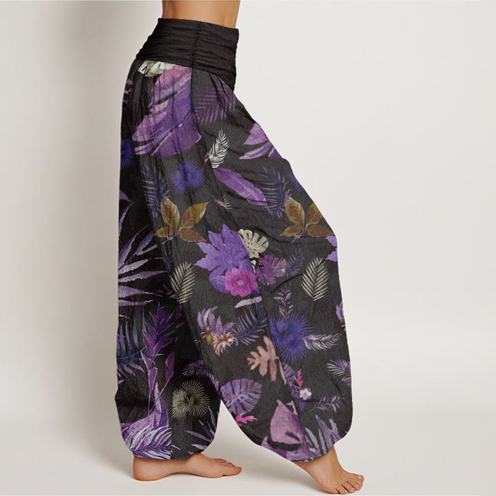 Buddha Stones Pure Cotton Colorful Tropical Foliage Women's Elastic Waist Harem Pants - image 2