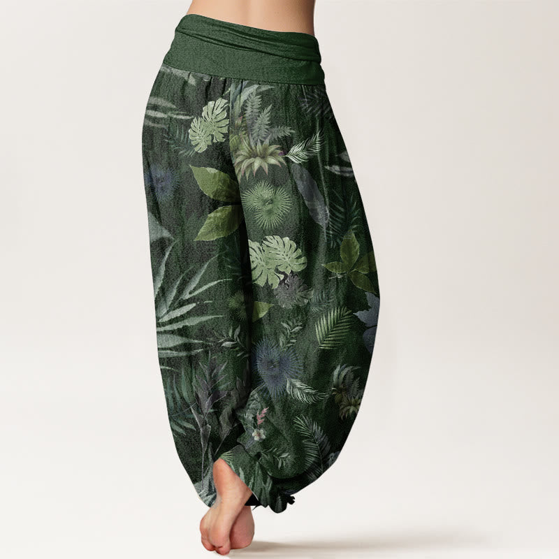 Buddha Stones Pure Cotton Colorful Tropical Foliage Women's Elastic Waist Harem Pants - image 10