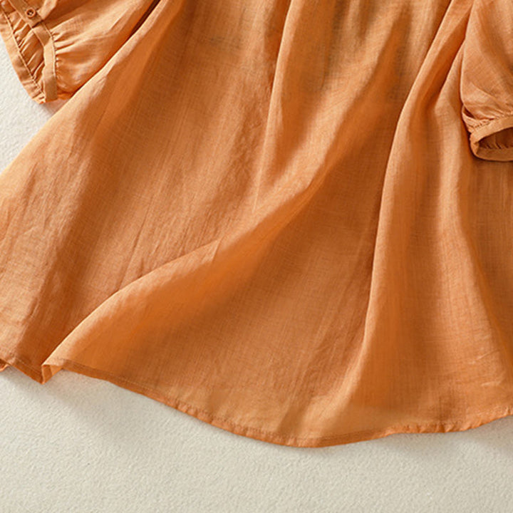 Buddha Stones Embroidered Lace Casual Women's Cotton Linen Half Sleeve T-shirt - image 6