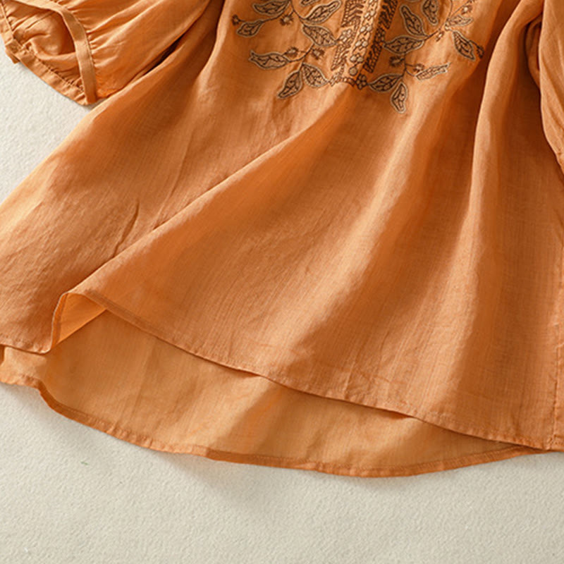 Buddha Stones Embroidered Lace Casual Women's Cotton Linen Half Sleeve T-shirt - image 5