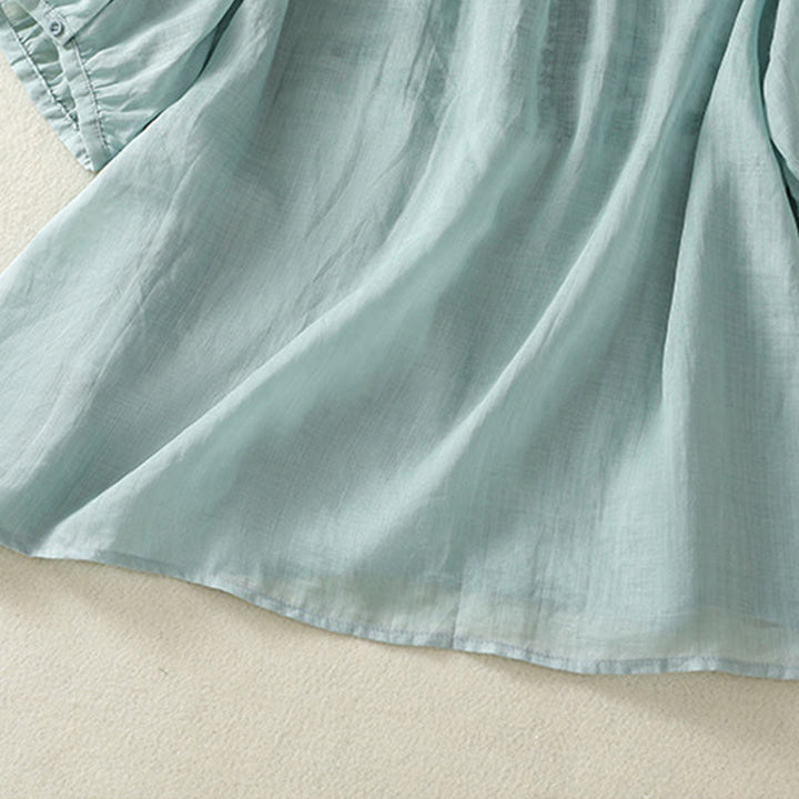 Buddha Stones Embroidered Lace Casual Women's Cotton Linen Half Sleeve T-shirt - image 12