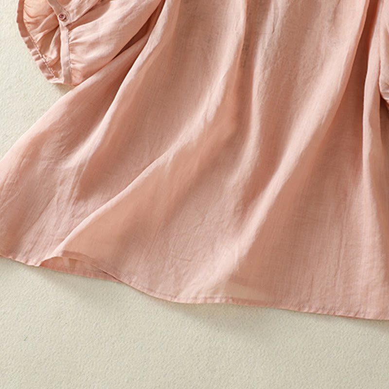 Buddha Stones Embroidered Lace Casual Women's Cotton Linen Half Sleeve T-shirt - image 21