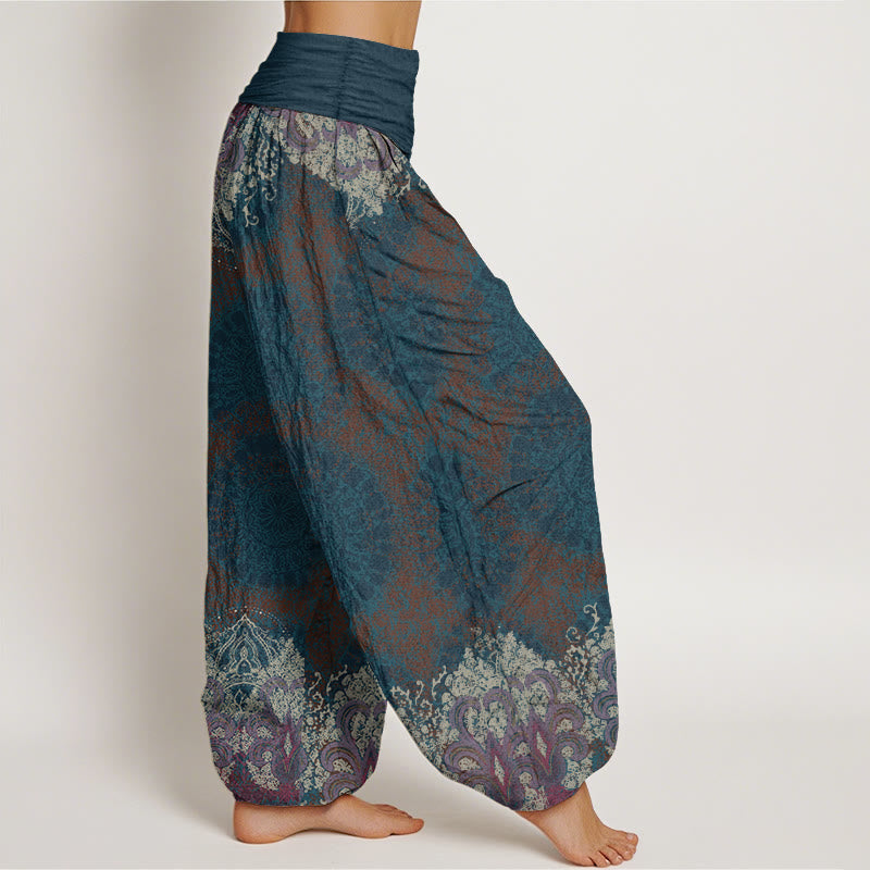 Buddha Stones Pure Cotton Casual Lycoris Radiata Mandala Pattern Women's Elastic Waist Harem Pants - image 2