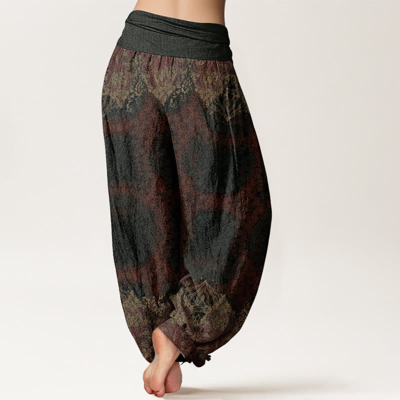 Buddha Stones Pure Cotton Casual Lycoris Radiata Mandala Pattern Women's Elastic Waist Harem Pants - image 7