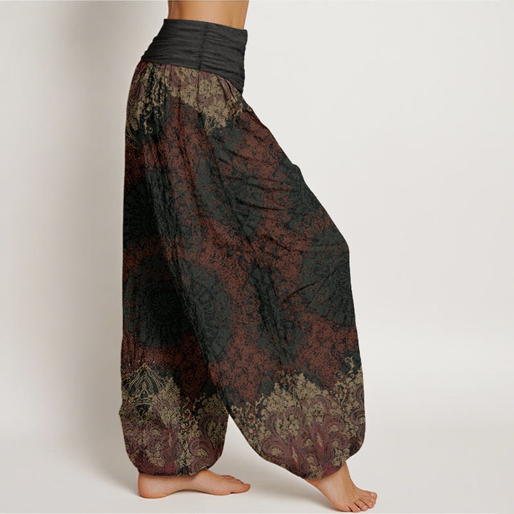 Buddha Stones Pure Cotton Casual Lycoris Radiata Mandala Pattern Women's Elastic Waist Harem Pants - image 8