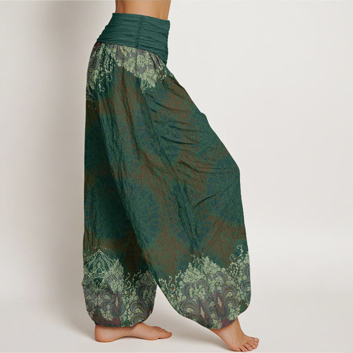 Buddha Stones Pure Cotton Casual Lycoris Radiata Mandala Pattern Women's Elastic Waist Harem Pants - image 11