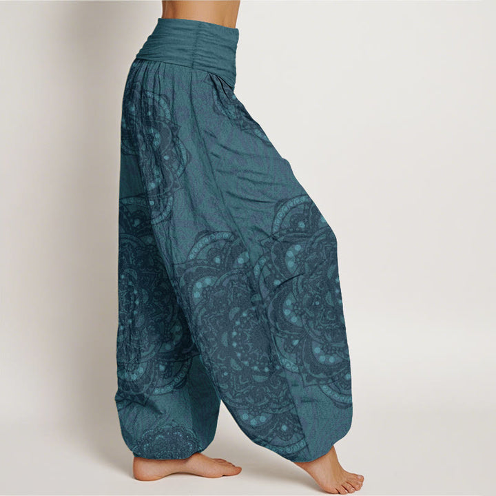Buddha Stones Pure Cotton Mandalas Paisley Pattern Women's Elastic Waist Harem Pants - image 1