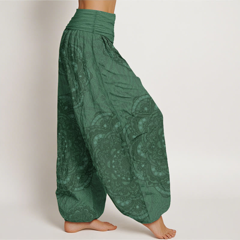 Buddha Stones Pure Cotton Mandalas Paisley Pattern Women's Elastic Waist Harem Pants - image 8