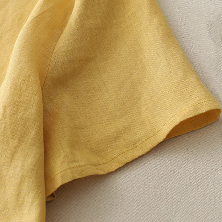 Buddha Stones Casual Plain Ruffled Hem Crew Neck Tie Women's Polyester T-shirt - image 4