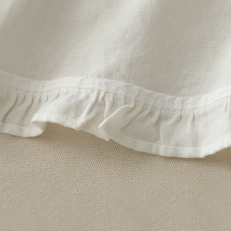 Buddha Stones Casual Plain Ruffled Hem Crew Neck Tie Women's Polyester T-shirt - image 8