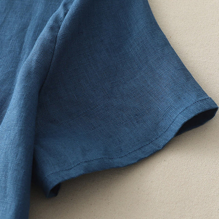 Buddha Stones Casual Plain Ruffled Hem Crew Neck Tie Women's Polyester T-shirt - image 14