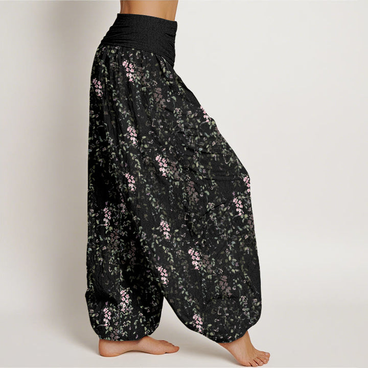Buddha Stones Cotton Casual Tiny Flowers Pattern Women's Elastic Waist Harem Pants - image 8