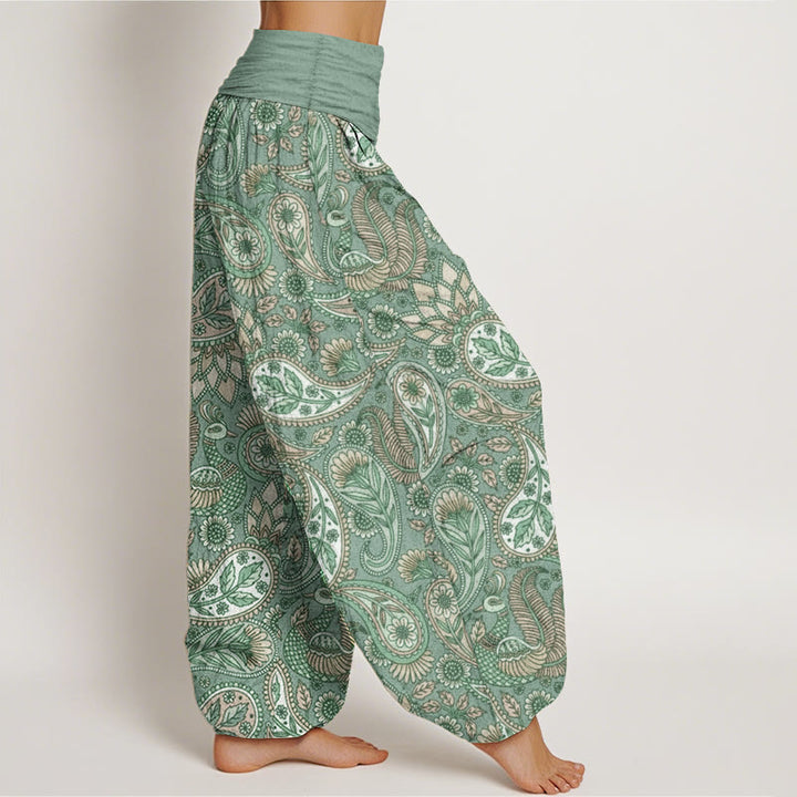 Buddha Stones Pure Cotton Cashew Flower Peacock Sunflower Design Women's Elastic Waist Harem Pants - image 7