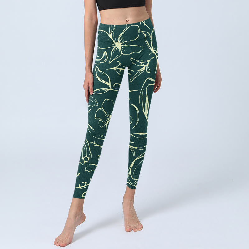Buddha Stones Large Floral Petals Print Gym Leggings Women's Yoga Pants - image 5