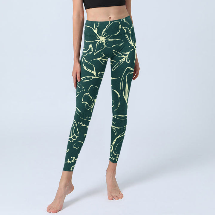 Buddha Stones Large Floral Petals Print Gym Leggings Women's Yoga Pants - image 5