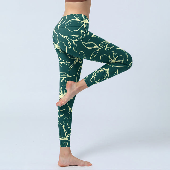 Buddha Stones Large Floral Petals Print Gym Leggings Women's Yoga Pants - image 3