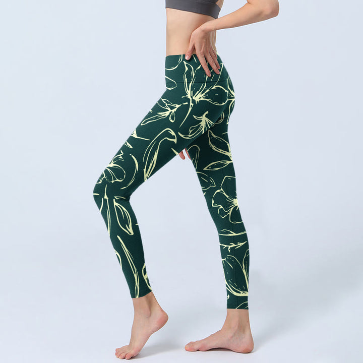 Buddha Stones Large Floral Petals Print Gym Leggings Women's Yoga Pants - image 2