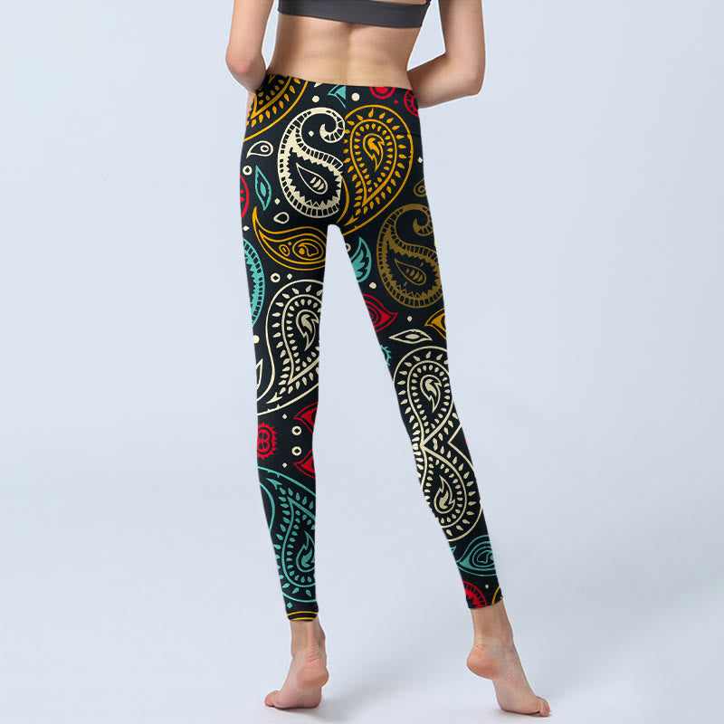 Buddha Stones Colorful Paisley Print Gym Leggings Women's Yoga Pants - image 6